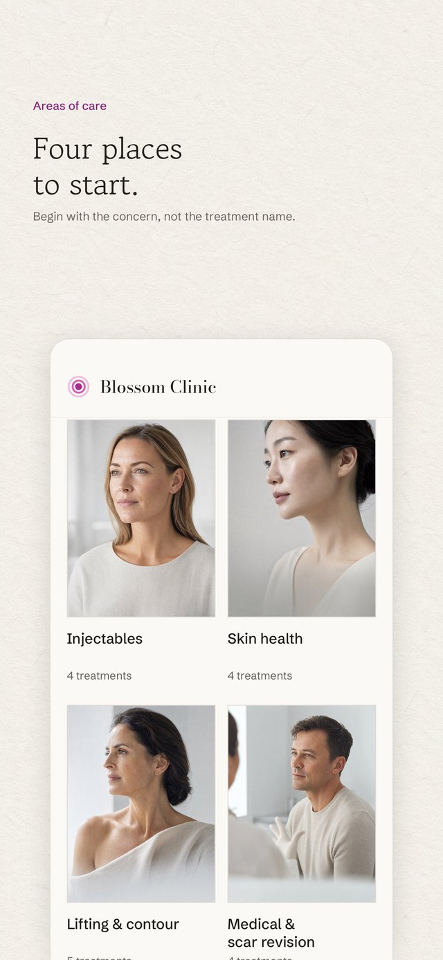 Blossom Clinic app screen