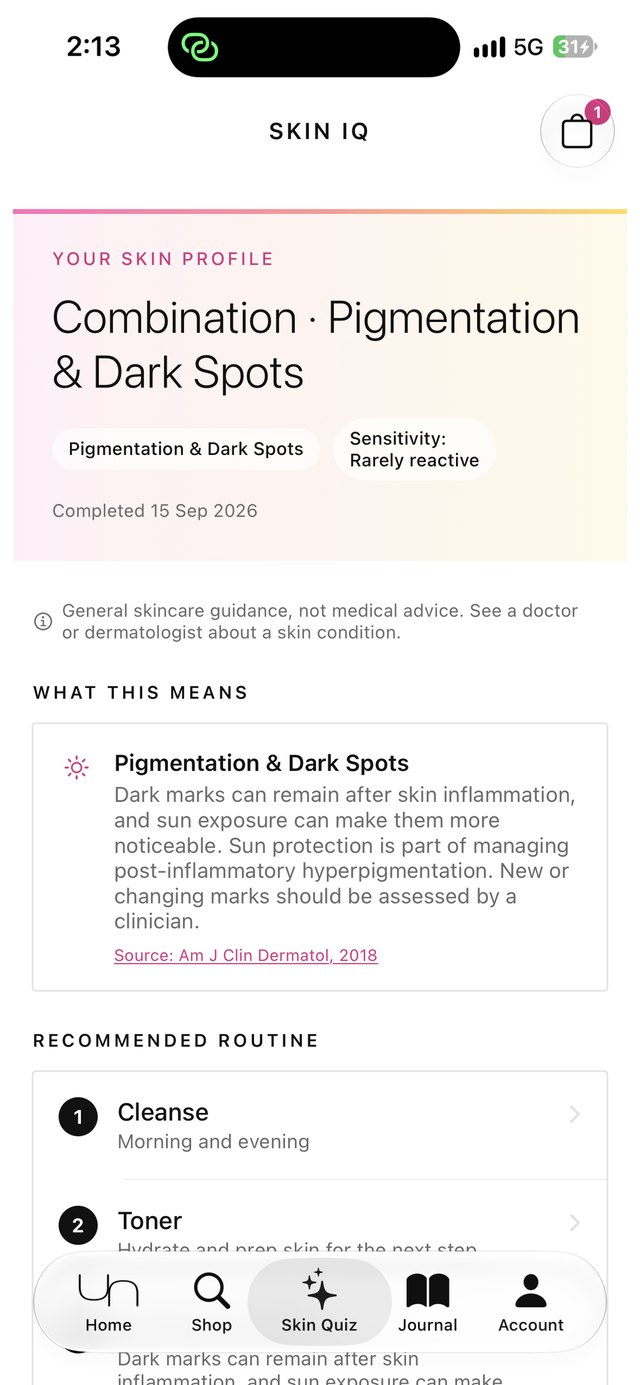Unleashed Beauty app: Skin IQ personalised routine